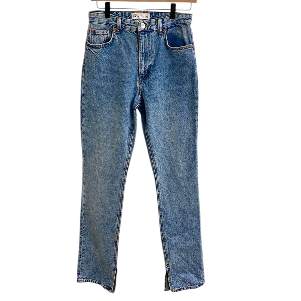 ZARA 90’s STRAIGHT LEG FULL LENGTH SPLIT HEM JEANS HIGH WAIST COTTON Y2K SIZE 4